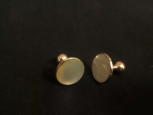 2~Vintage Mother Of Pearl Shirt Studs - Gold Color
