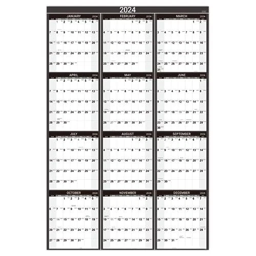 YEARLY WALL CALENDAR 20242024 Calendar Jan.2024 Dec. 2024 Black £9.