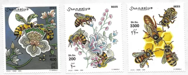 Satz Somalia 2000 MNH, Honigbienen auf Blumen Bestaubung