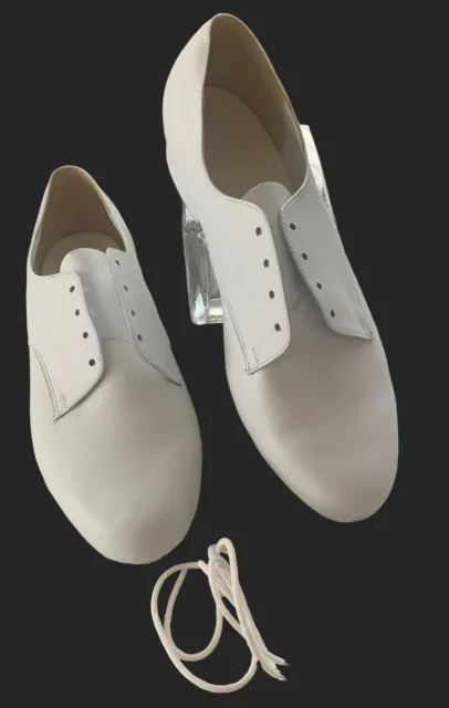 Coast Ballroom Men's Shoes Salsa Competitive Dance 9.5 W Soft White Leather USA