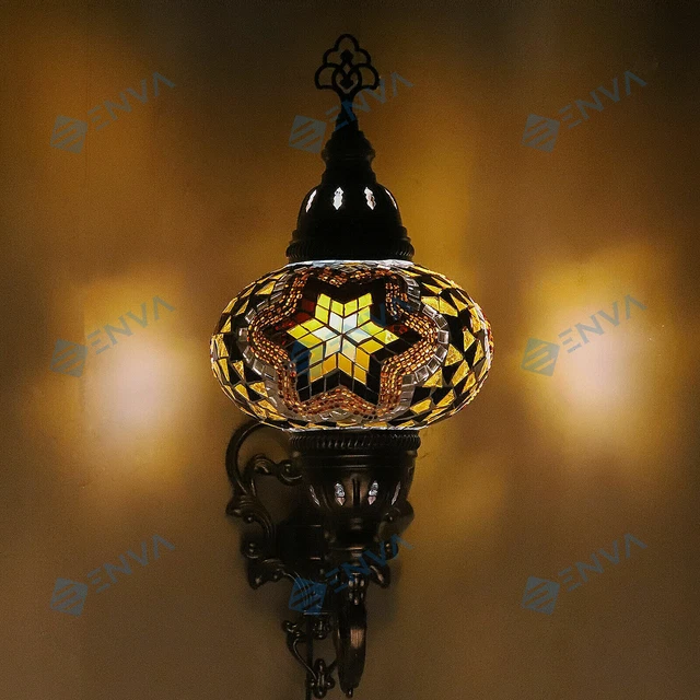 Lampe applique murale Turque en mosaïque Marocaine multicolore Tiffany grande