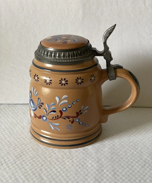 GERZ W. GERMANY Bavarian Collectible Pewter Lidded Beer Bier Stein Mug