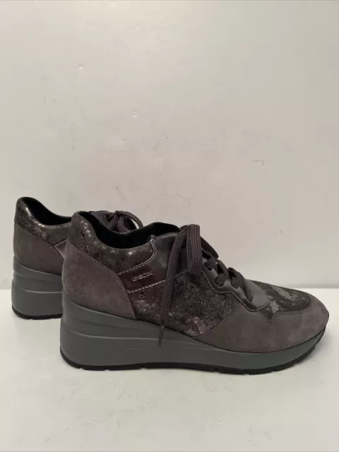 Geox  Respira Womens Trainers Sneakers Italian Patent Leather Shoes Size 10 3