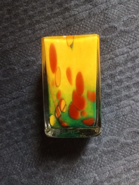 Beau Petit Vase Forme Carrée Verrerie d'Art de Soicy/Écoles France