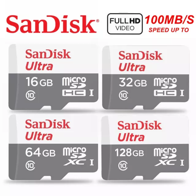 Micro SD Card SanDisk 64GB 32G 16G 128G 256G Ultra Class10 Mobile Phone TF 100MB