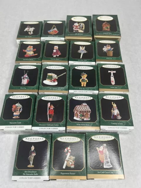 Lot Of 19 Hallmark Miniature Mini Ornaments 1997 Christmas Santa Coca Cola Bear