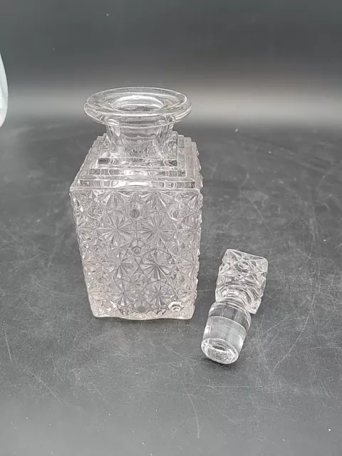 Antique? Vintage EAPG Daisy & Button Perfume Decanter Bottle w/Stopper 7.5" mint 3