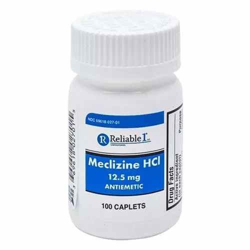 Meclizine HCL 12.5 mg 100 Caplets By Reliable1