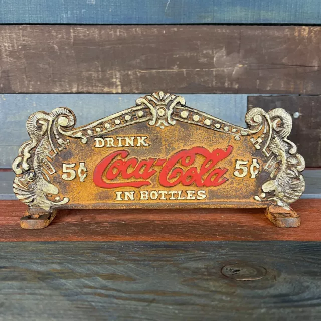 Coca-Cola Fountain Service Register Sign Dual Sided Cast Iron, Antique Finish