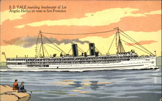 Steamship SS Yale Los Angeles Harbor c1920s Postcard
