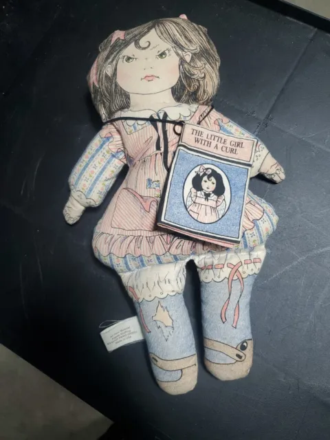 The Toy Works  Girl W/ A Curl Doll 2 sided sewn panel fabric doll Mother Goose C