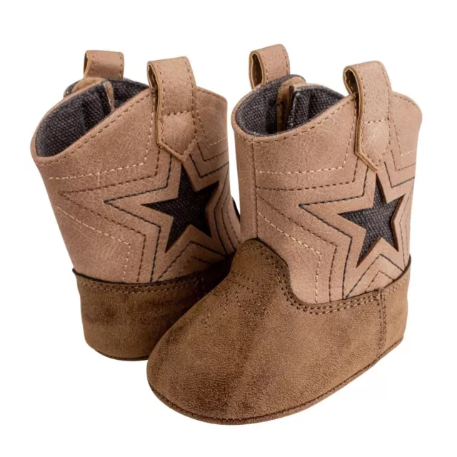 NWT Baby Deer Size 0 Brown Soft Sole Cowboy Boots Crib Shoes Boys Newborn Star