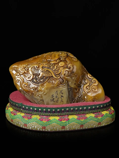 Chinese Exquisite Handmade Dragon carving Shoushan Stone Statue Seal