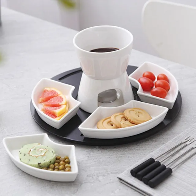 Nouveau Set Fourchettes Chocolat Fondue Pot Céramique