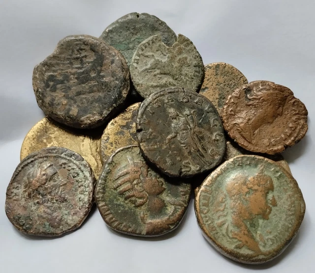 Roman coin lot divers de 12 as et sesterce diferents empereur à identifier