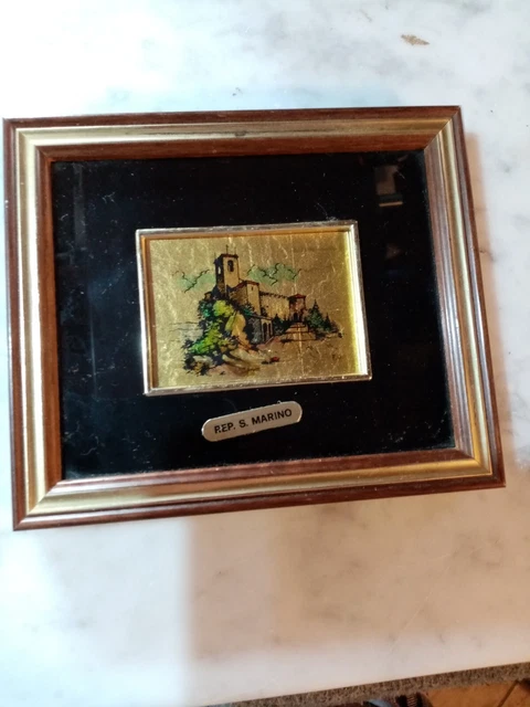  Quadro su foglia d'oro serigrafia Repubblica di San Marino