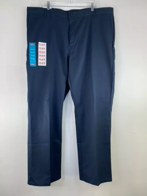 DICKIES GENUINE MENS Relaxed Fit Straight Leg Flat Front Flex Blue Pant ...