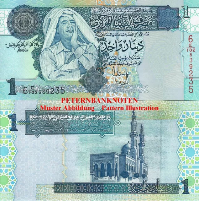 Lybien / Libya 1 Dinar 2004 Unc. P. 68 Muammar Gaddafi 6269# Kassenfrisch..