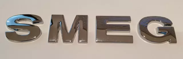 NEU 3D Qualität Metall Chrom selbstklebend Rechtschreibung SMEG Buchstaben Abzeichen - silber