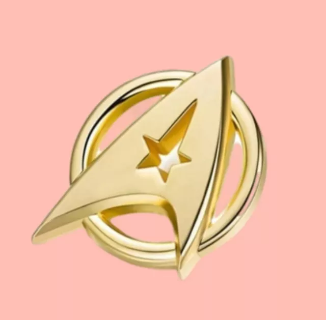 Star Trek Brosche 3D Gelbgold Ton Pin nicht Manschettenknöpfe Treck Logo Abzeichen gld RND