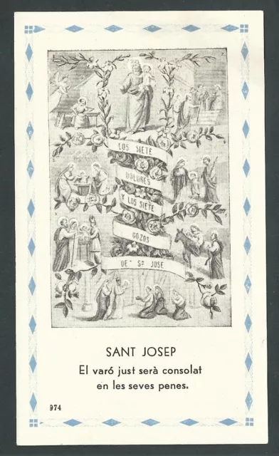 Estampa antigua de San Jose andachtsbild santino holy card santini