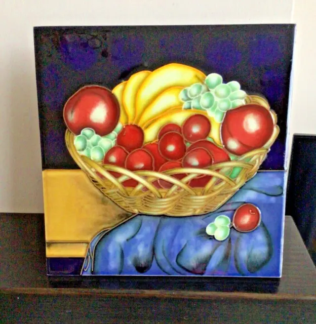 Old Tupton Ware Ceramic Wall Plaque / Free Standing, Basket of Fruit