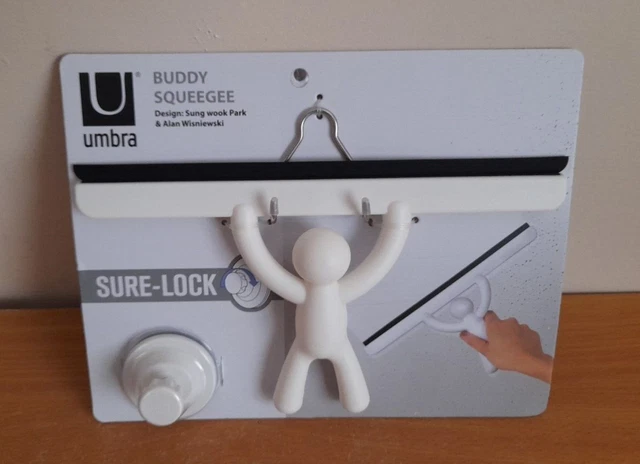 Umbra Buddy Squeegee Pulitore vetro bianco cucina / bagno / finestra con supporto