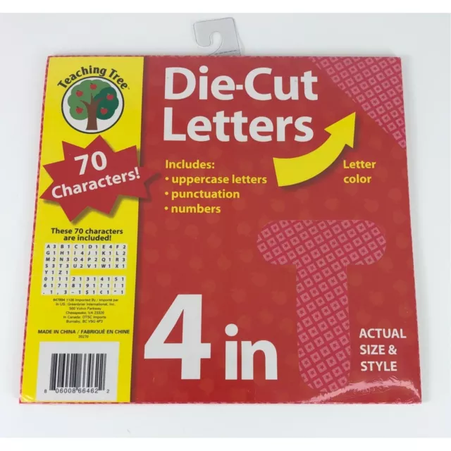 4" Die-Cut Letters, Numbers, Punctuation -Red- 70 Characters - Teaching Tree