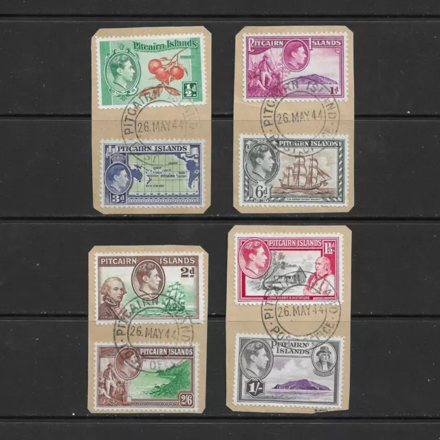 PITCAIRN ISLAND 1940 SG1-8 KGVI Part Set to 2/6 on Pieces Fine USED PITCAIRN CDS