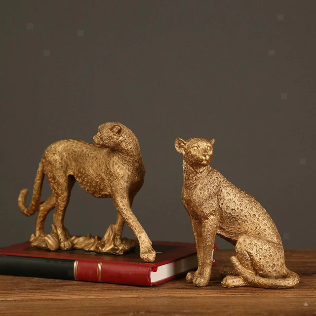 Vintage Cheetah Statue Figurine Panther Skulptur Home Office Decor Geschenke