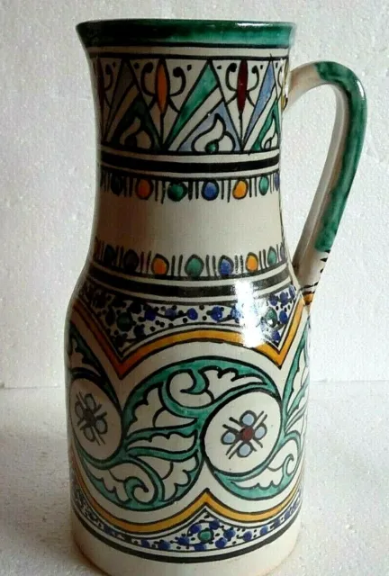 Hand Painted Ceramic  Jug * Vase *  Water Pitcher * Fes Pottery