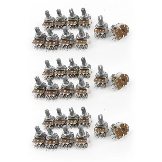 30PCS Top Adjustment Linear Dual Knurled Shaft Potentiometer 50K Ohm B50K S6Q6