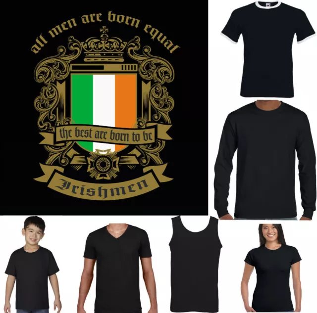 Irlanda T-Shirt Uomo Irlandese Bandiera Rugby San Patrizio Giorno Are Nato Equal