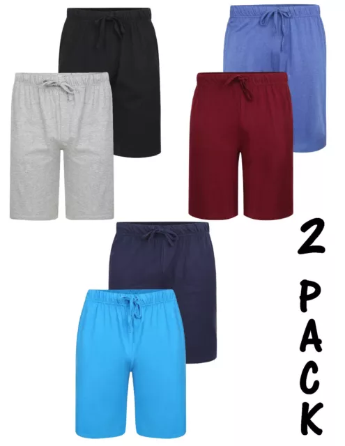 Mens 2 Pack Lounge Shorts Multipack Pyjama Pj Night Sleep Loungewear M-2Xl New