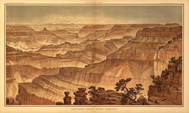 View of Grand Canyon Panorama of Point Sublime AZ 16x24