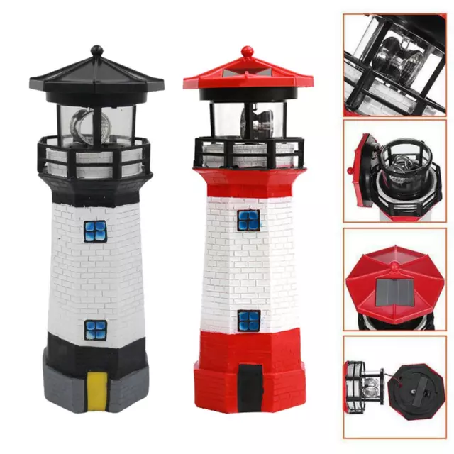 Solar Powered LED Deck Post Lighthouse Light Garden Fence Outdoor Lawn Lamp