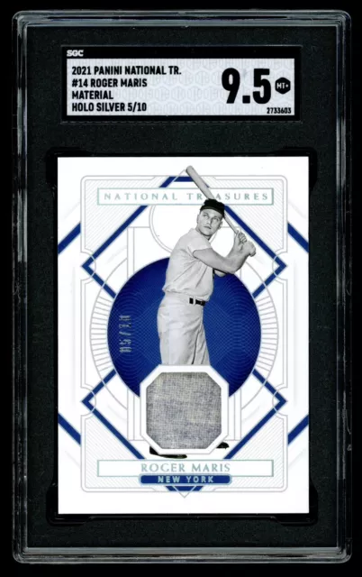 2021 National Treasures Roger Maris Game Used Jersey Holo Silver /10 SGC 9.5