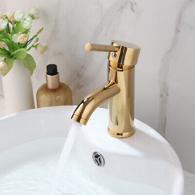 Vanity Gold Bathroom Basin Mixer Taps Single Handle Hole Sink Faucet Deck Mount