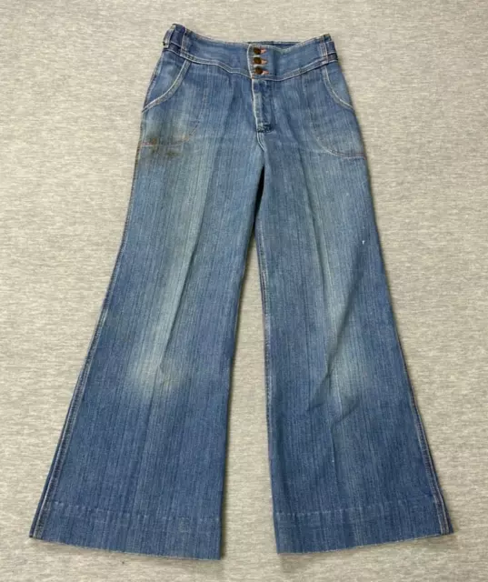 VTG Wrangler Jeans Womens 28 Button Flare High Rise Skovill Zip BOHO Hippie 60's