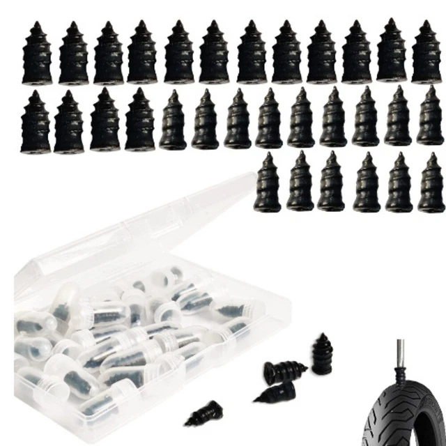 Clous De Réparation Pneus - Kit 50 Pièces (30 Courts + 20 Longs) Avec Tournevis - Pour Voiture, Moto, Vélo - Caoutchouc Et Acier