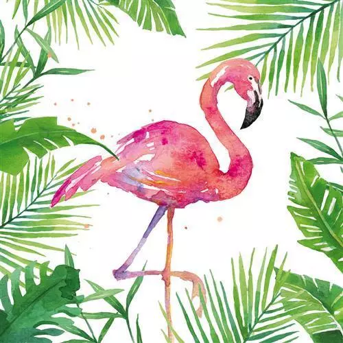 20 Servietten Tropical Flamingo Dschungel Tiere Blätter Tropen Tischdeko 33x33cm