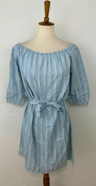 PAIGE Womens Beatrice Off The Shoulder Chambray Dress Multi Size Large