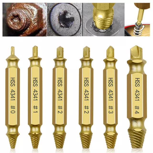 6pcs Damaged Screw Extractor Speed Out Drill Bits Tool Set Broken Bolt Remover