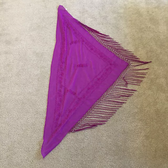 Rima Womens Scarf One Size Purple Lightweight Triangle Fringe