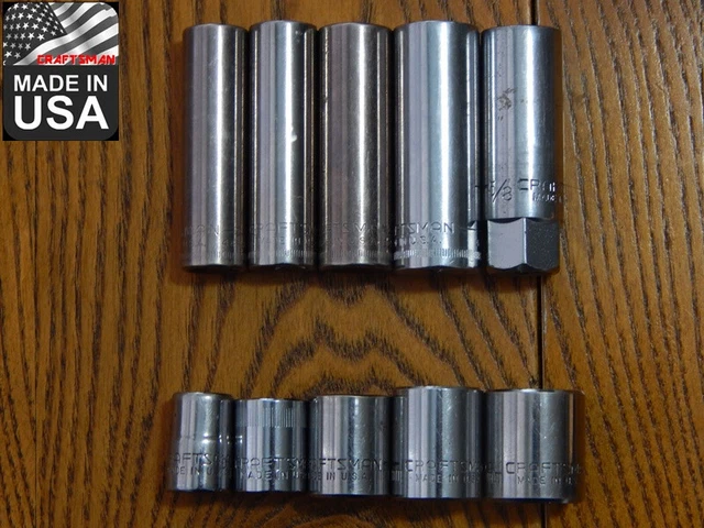 Vintage Craftsman USA 3/8 dr Metric G Deep & EE Shallow 6 &12 pt socket set lot
