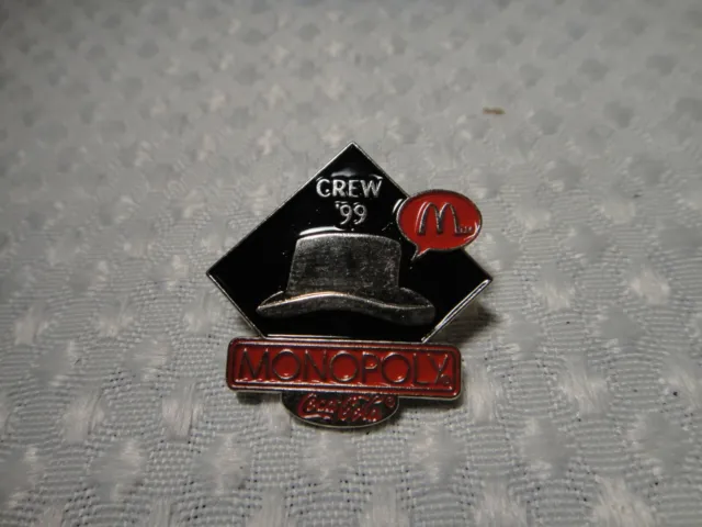 1999 MCDONALD'S MONOPOLY Top Hat Coca Cola Crew Metal Pin $8.99 - PicClick