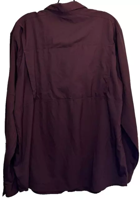 COLUMBIA OMNI SHADE Men's Long Sleeve Polyester Shirt Burgundy Size L ...