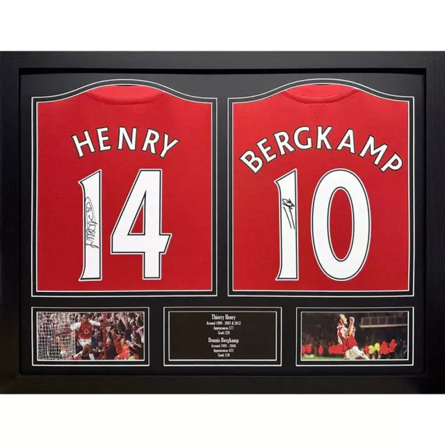 Thierry Henry & Dennis Bergkamp Dual-Signed Arsenal Shirts