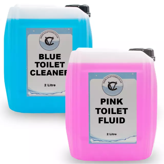 Blue & Pink Toilet Cleaner WC Chemical Fluid Rinse Caravan Motorhome -  2LX2