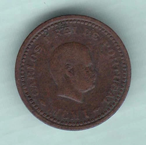 India Portugueza Carlos I  1/12 Tanga 1.96 G. copper coin